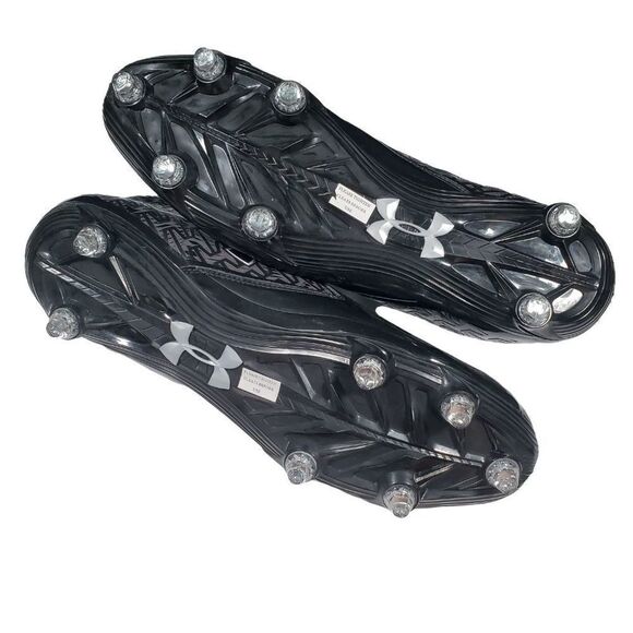 NEW Under Armour UA Nitro Mid D Football Cleats Black Chrome 1258015-013. MENS S - Picture 10 of 16